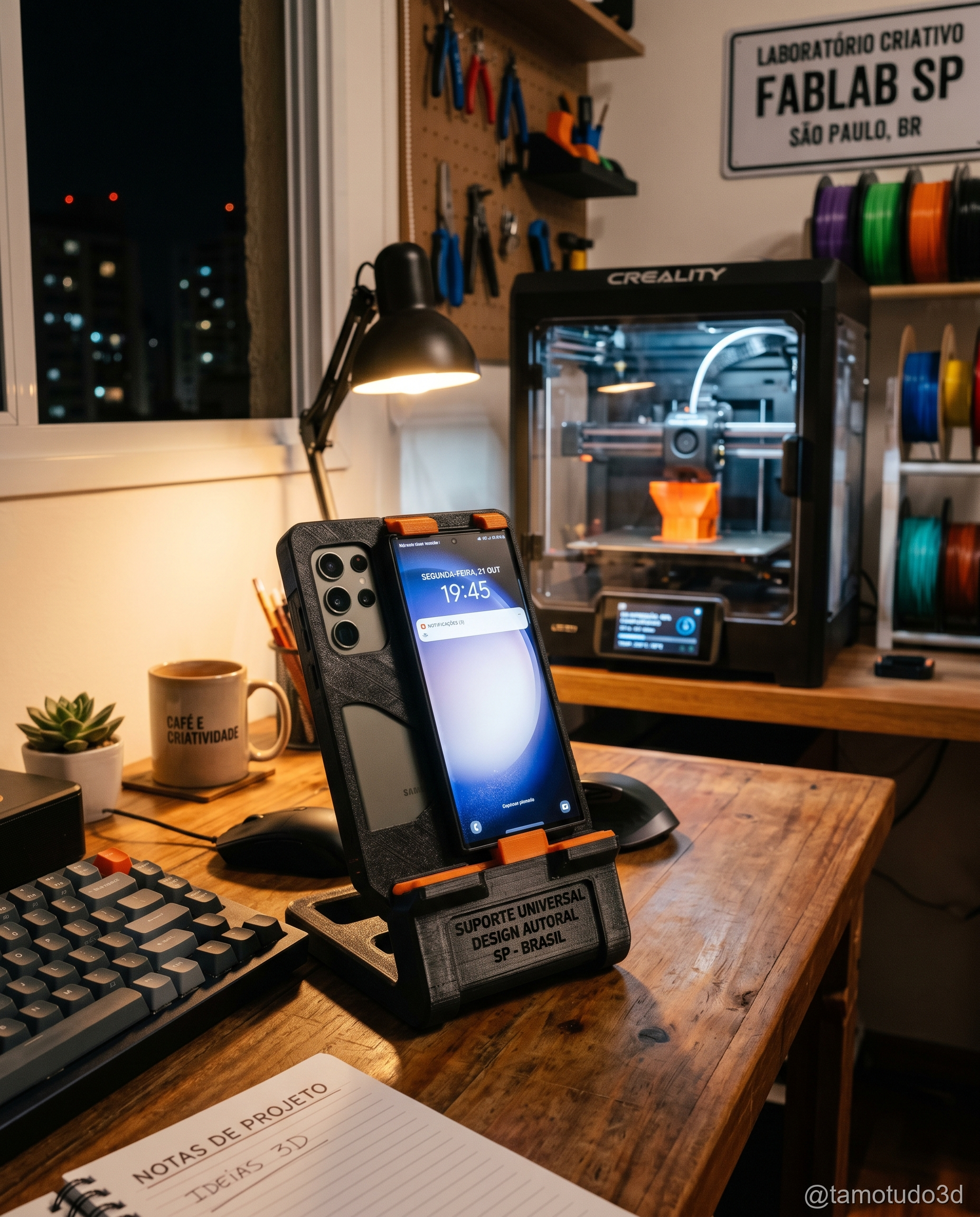 Modelo de suporte de celular 3D para mesa ajustável