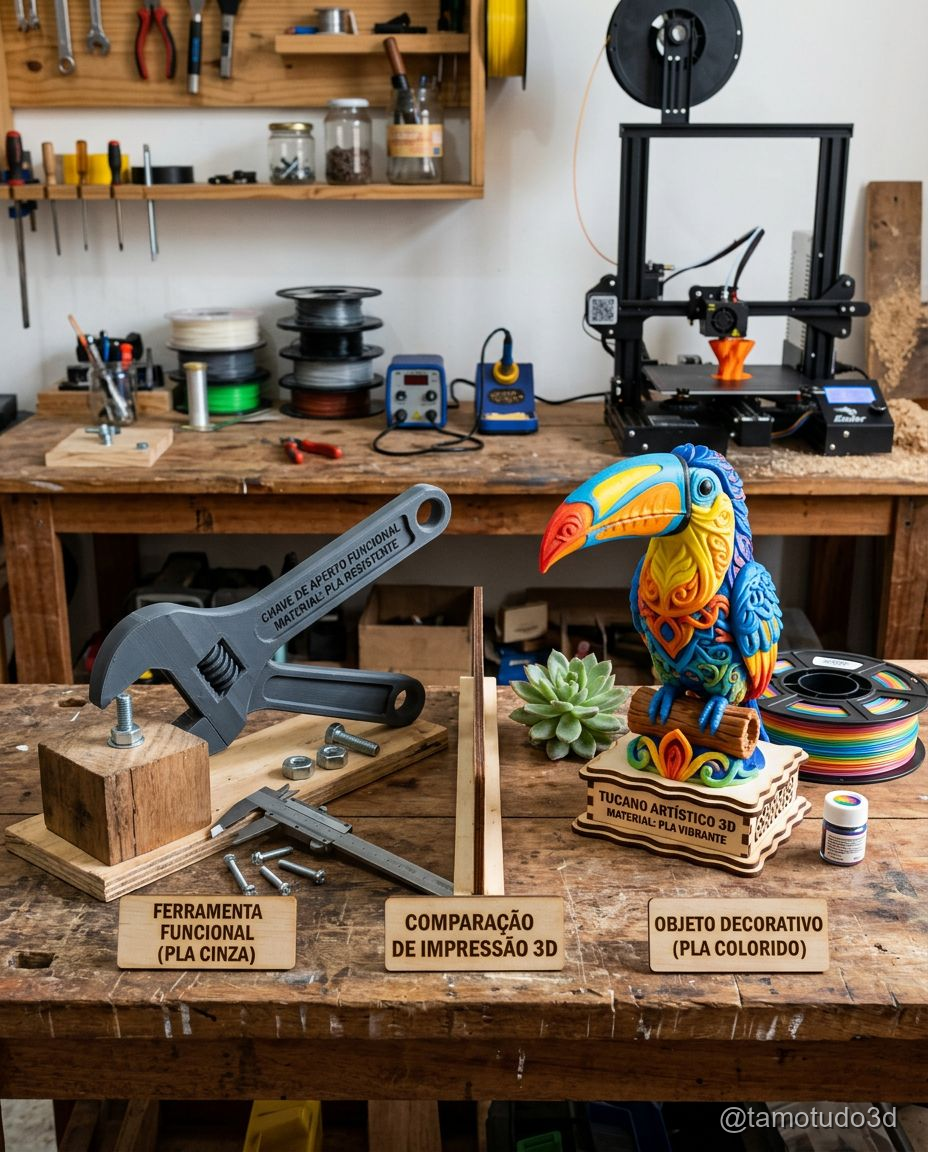 Peças funcionais e decorativas impressas em PLA