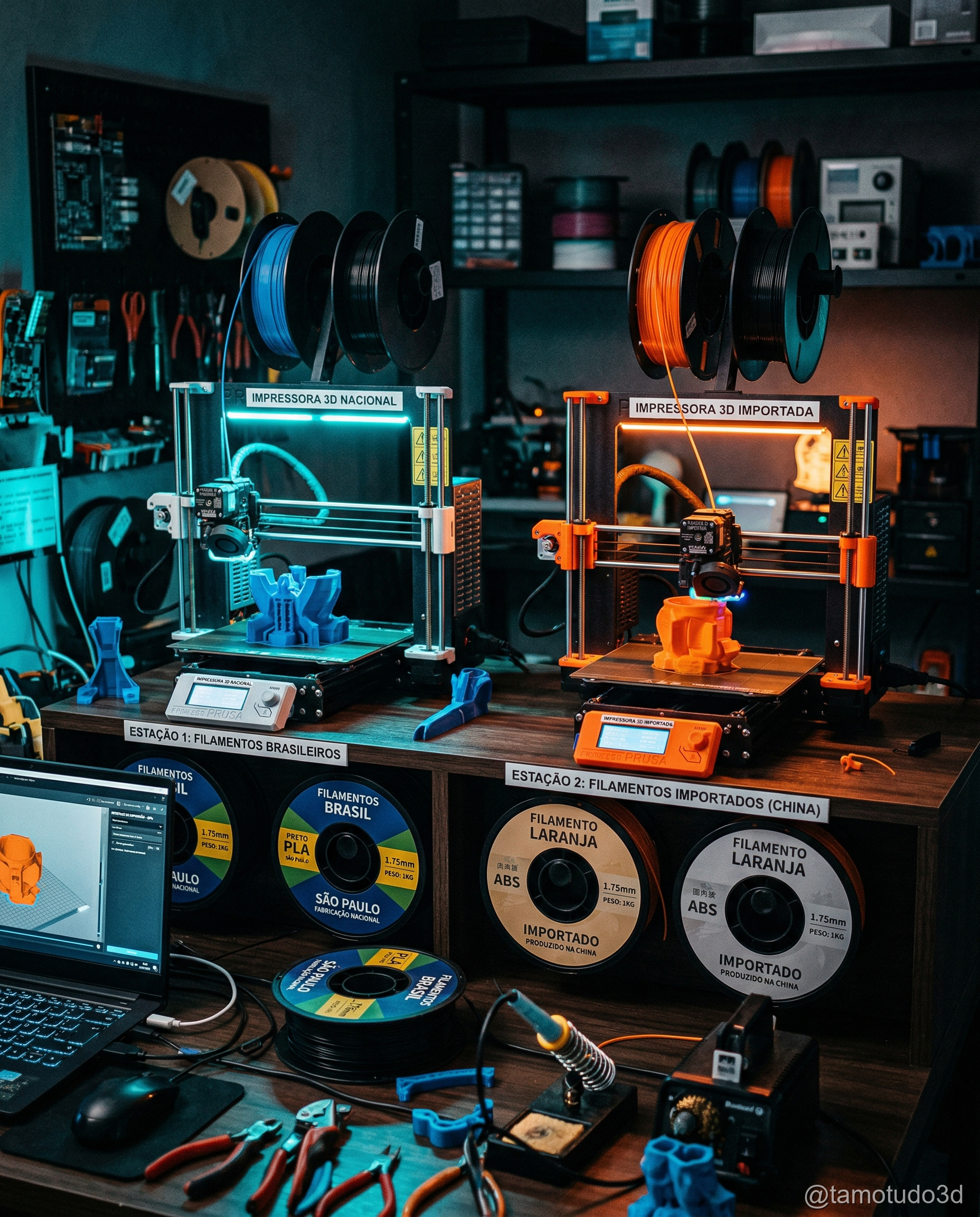 Comparativo de filamentos nacionais e importados para impressão 3D