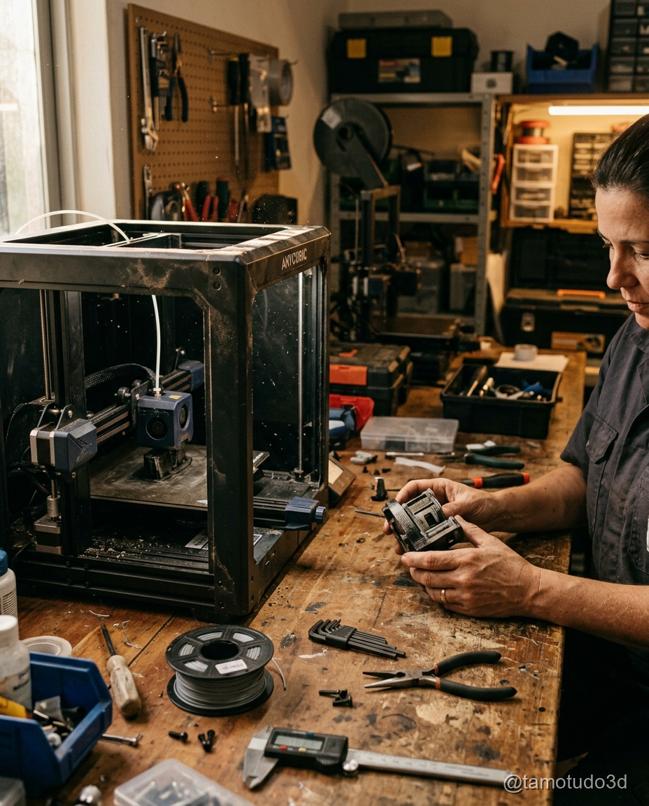 Impressora 3D nova com configuração automática e interface moderna