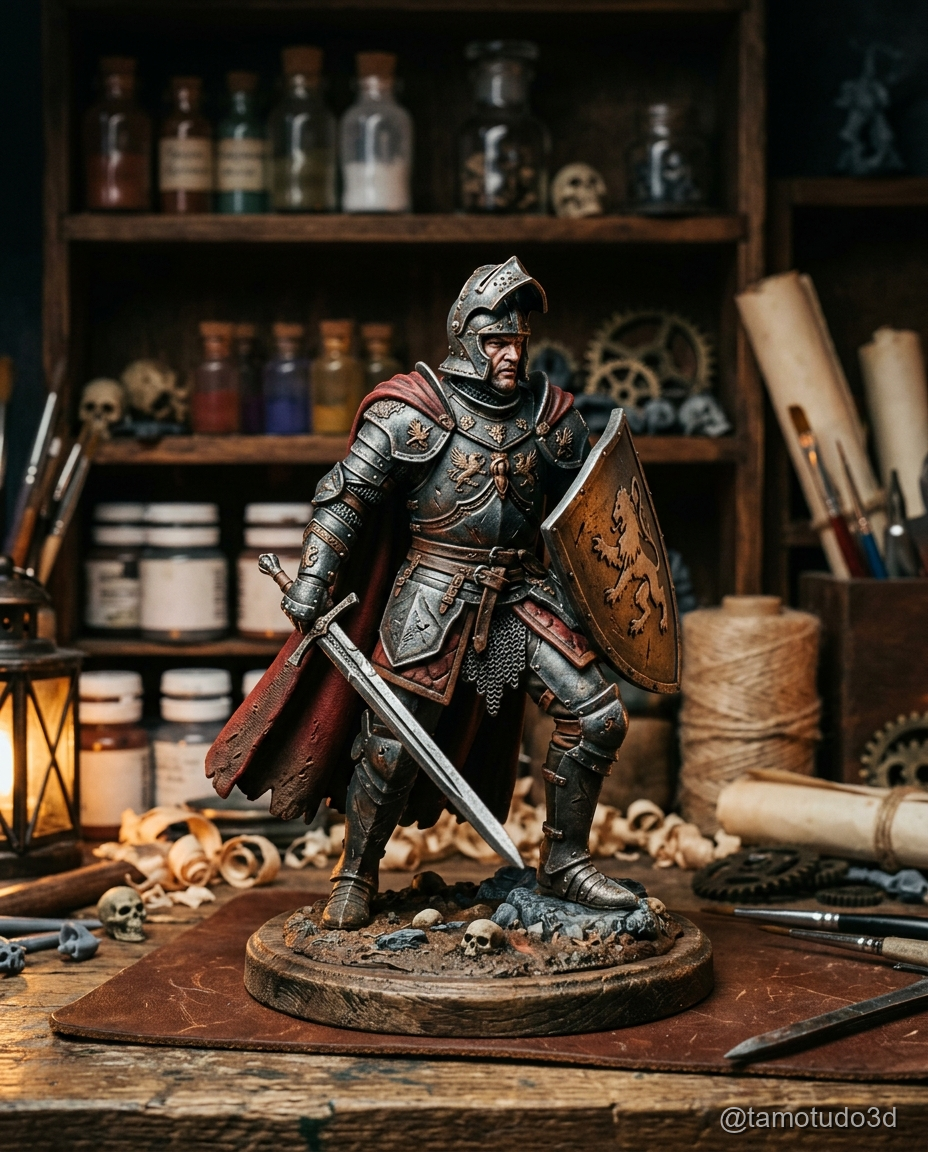 Miniatura medieval de RPG pronta para impressão em resina