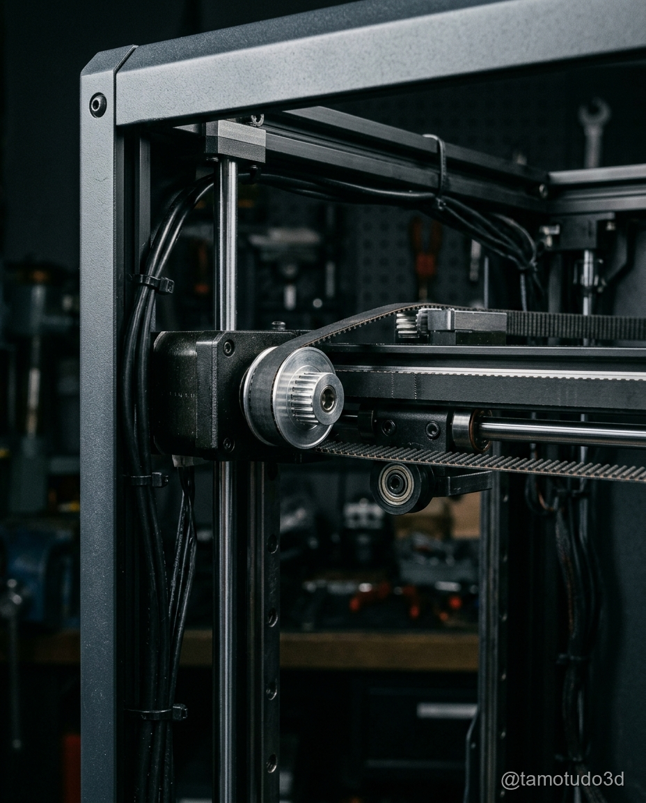 Correia GT2 instalada no eixo de uma impressora 3D