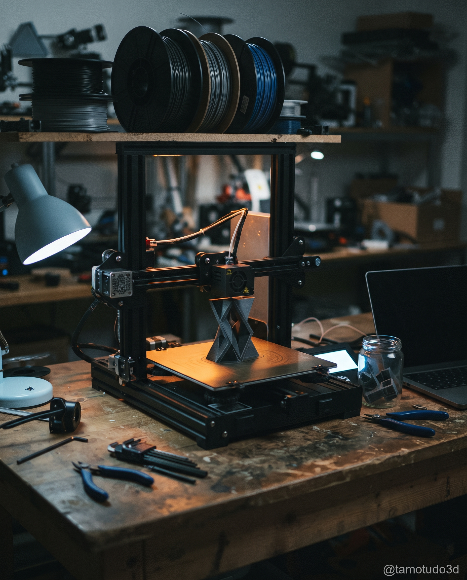 Impressora 3D funcionando durante várias horas com destaque para consumo energético