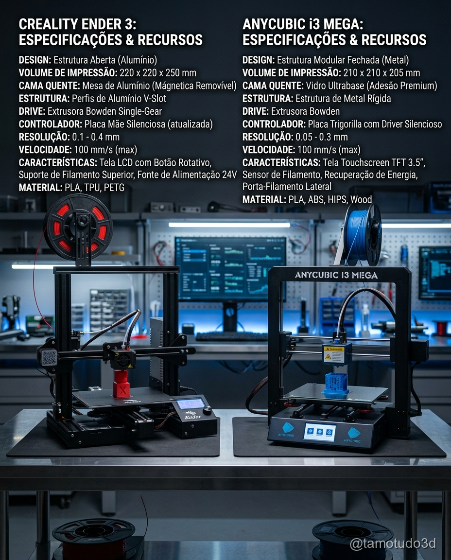 Impressora 3D Ender 3 em uso produzindo pequenos objetos