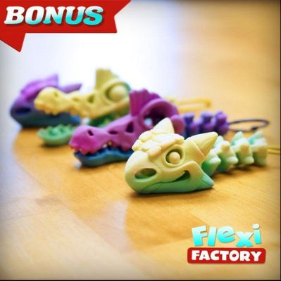 Preview do modelo 3D Flexi Factory Skeleton dino keychains all