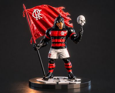Preview do modelo 3D Mascote Flamento Com Bandeira