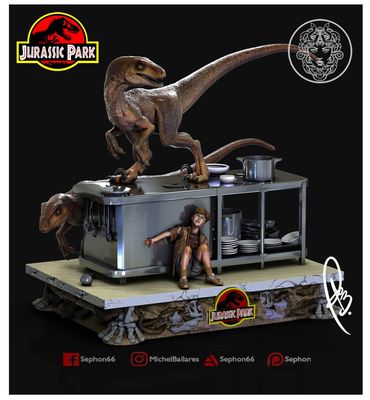 Preview do modelo 3D Jurassic Park, Cena da Cozinha Michel Ballares
