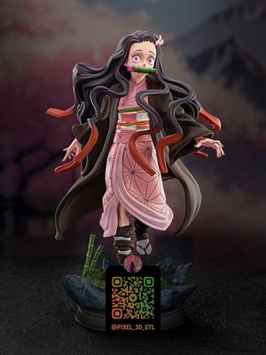 Preview do modelo 3D @Pixel 3D Nezuko Kamado Demon Slayer Kimetsu no Yaiba